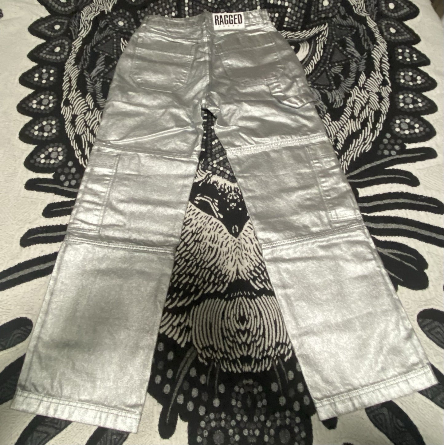 Ragged Priest satalite metallic silver straight leg jeans size: 32 #silverjeans
