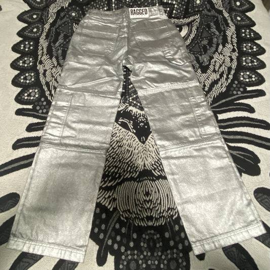 Ragged Priest satalite metallic silver straight leg jeans size: 32 #silverjeans