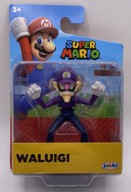 NEW Super Mario WALUIGI Mini-Figure Jakks Pacific 42133 World of Nintendo 2.5"