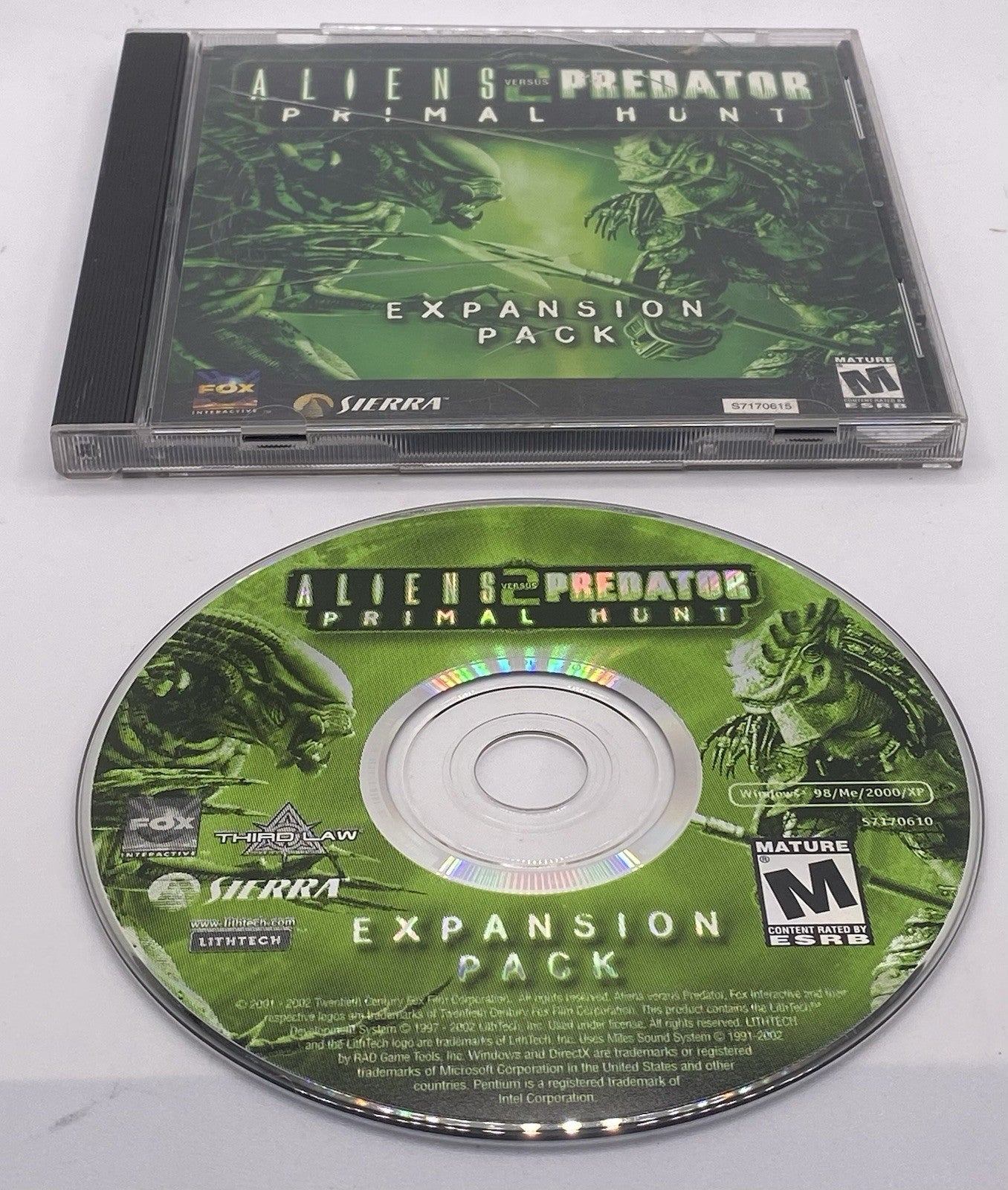 Alien Versus Predator 2 Primal Hunt Expansion Pack Pc Cd-ROM Video Game Mature 