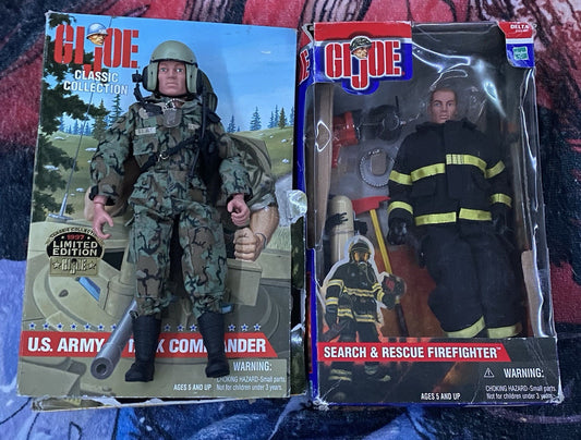 1996 GIJOE CLASSIC COLLECTION U.S. ARMY TANK COMMANDER / 2001 GIJOE FIREFIGHTER