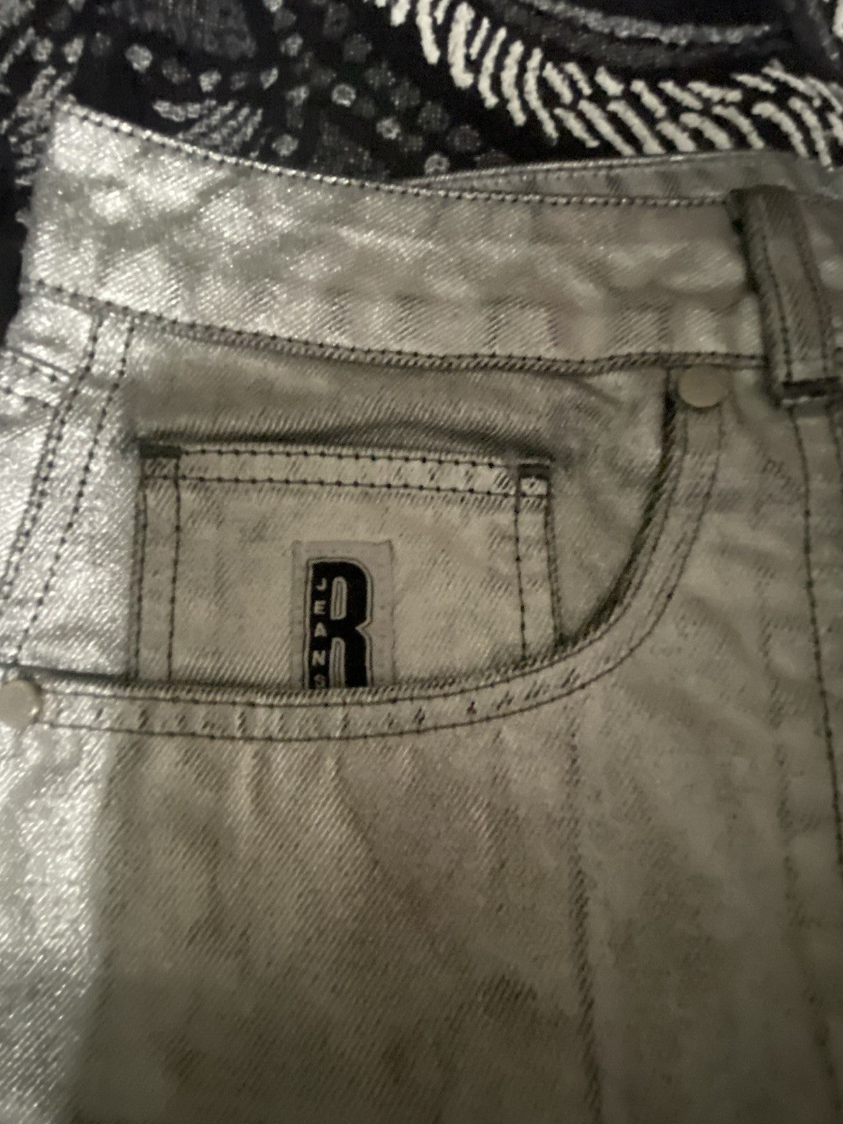 Ragged Priest satalite metallic silver straight leg jeans size: 32 #silverjeans