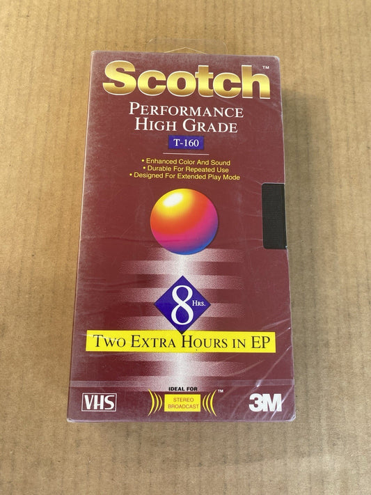 Scotch EG+ High Grade T-160 Blank VHS Videocassette 8-Hours - New - Made in USA