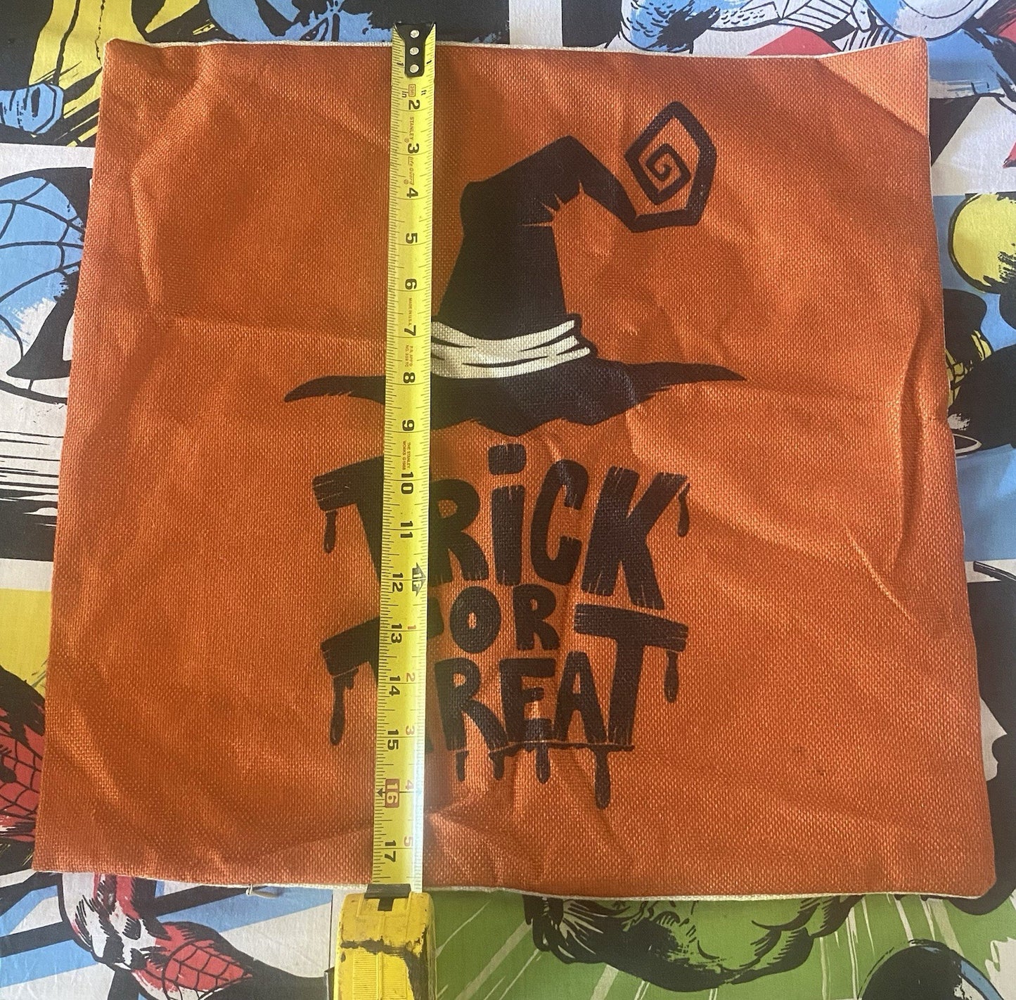 Trick Or Treat Holloween Pillow Cover 17x17 With Zipper Orange