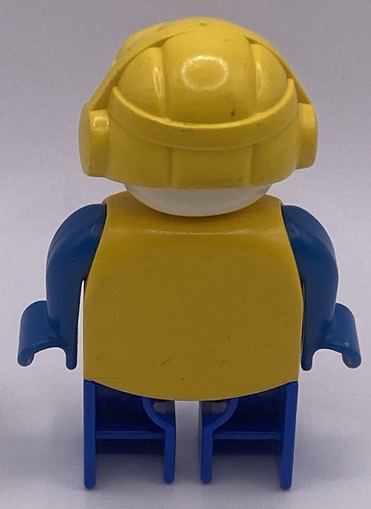 LEGO Duplo Vintage CLOWN Face Print Yellow Aviator Hat Blue Pants Red Buttons