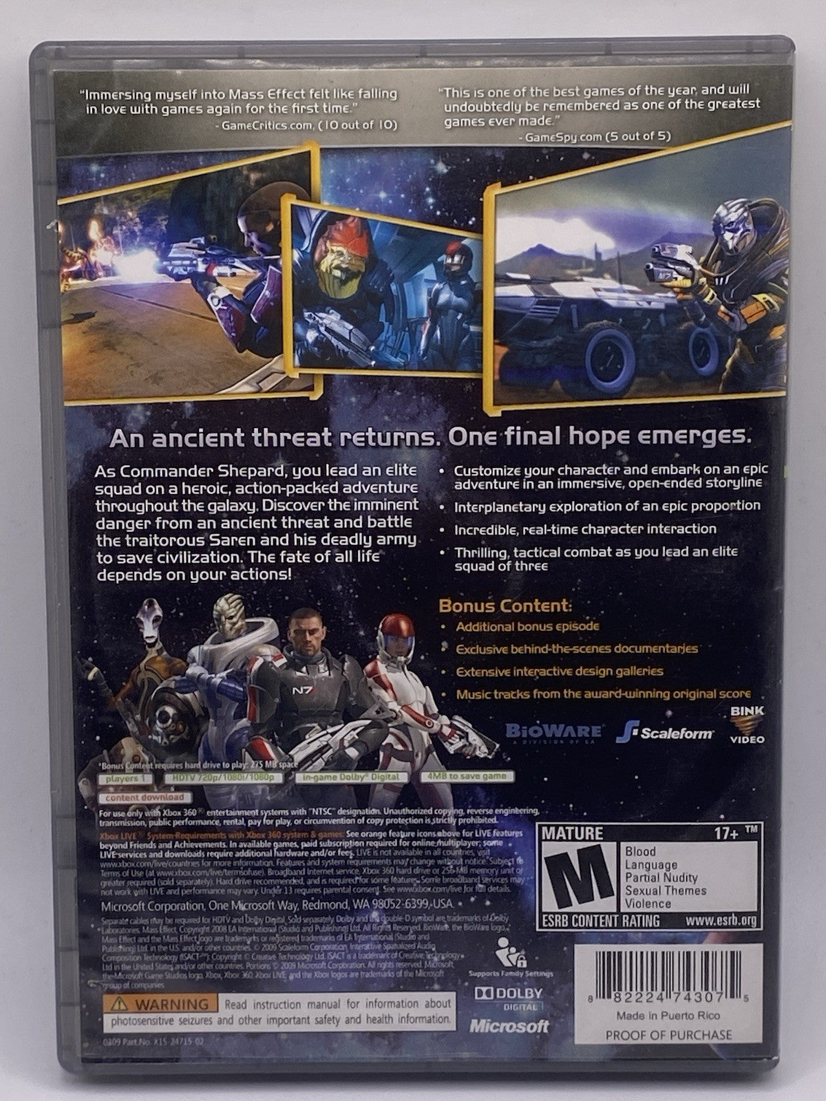 BUNDLE PACK OF 2 Xbox 360 MASS EFFECT 1&2 (TESTED!)