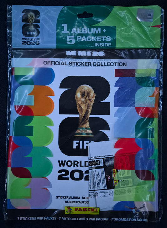 2026 Panini World Cup Sticker Starter Kit Hanger Bag | 5 Packs + 1 Album