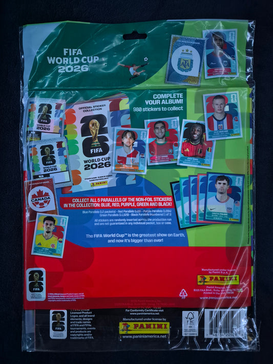 2026 Panini World Cup Sticker Starter Kit Hanger Bag | 5 Packs + 1 Album