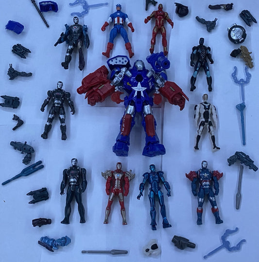 10 Piece Lot Of Ironman , 1 Captain America Ironman Collection 4 Inch Figures 
