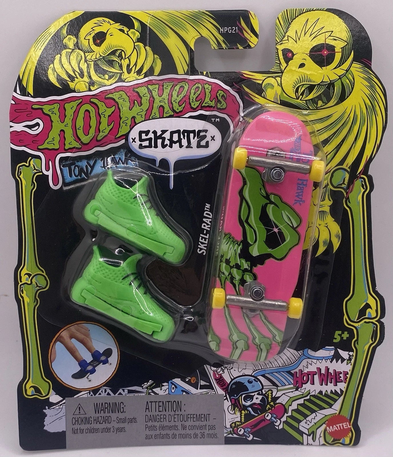 HOT WHEELS TONY HAWK SKATE SKEL-RAD FINGER BOARDS WITH GREEN SHOES 2022 NEW