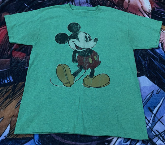 Disney Mickey Mouse Men's Green Graphic T-Shirt Size Medium