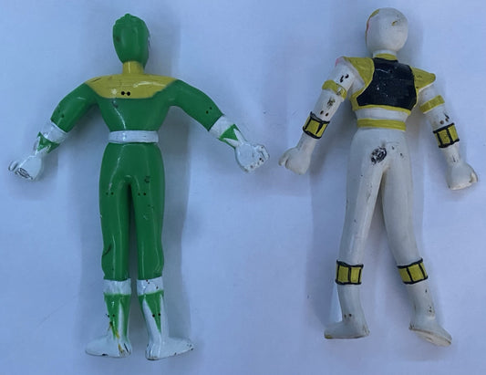 Power Rangers 1994 Bendy MMPR Gordy Toy Bendable lot of 2 GREEN & WHITE RANGER