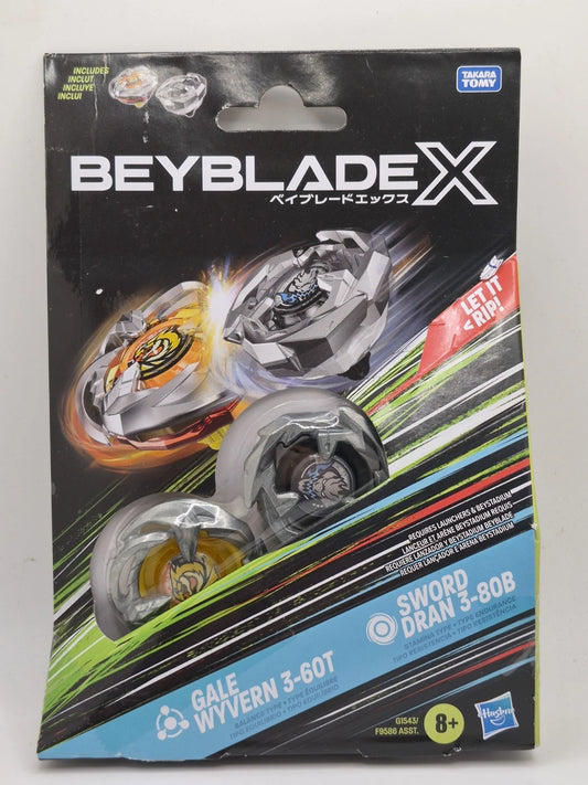 New In Box Beyblade X Dual Pack Set Gale Wyvern 3-60T & Sword Dran 3-80B