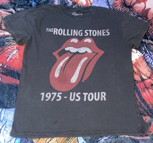 The Rolling Stones T-Shirt Black 1975 US Tour Rock Music Retro Size: Medium
