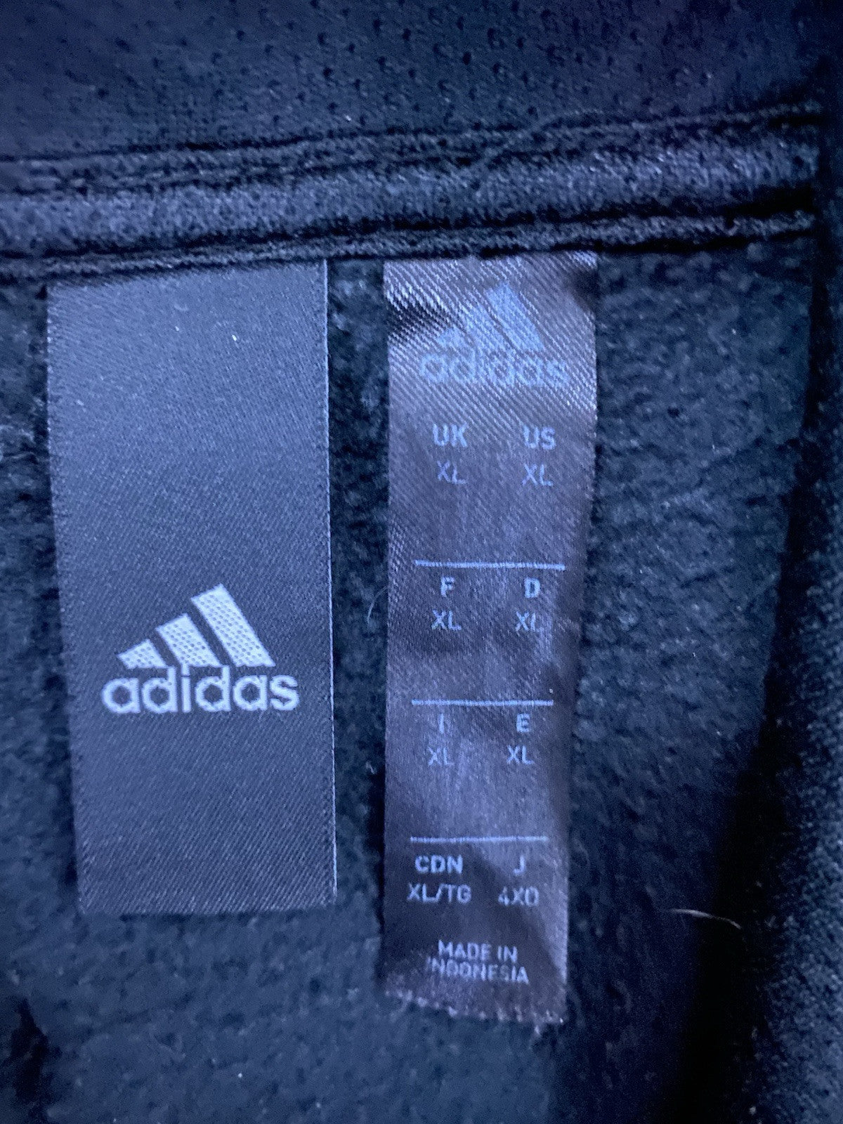 Adidas Sweatshirt Adult Black Three Stripe Pullover Hoodie Athletic Size: XL