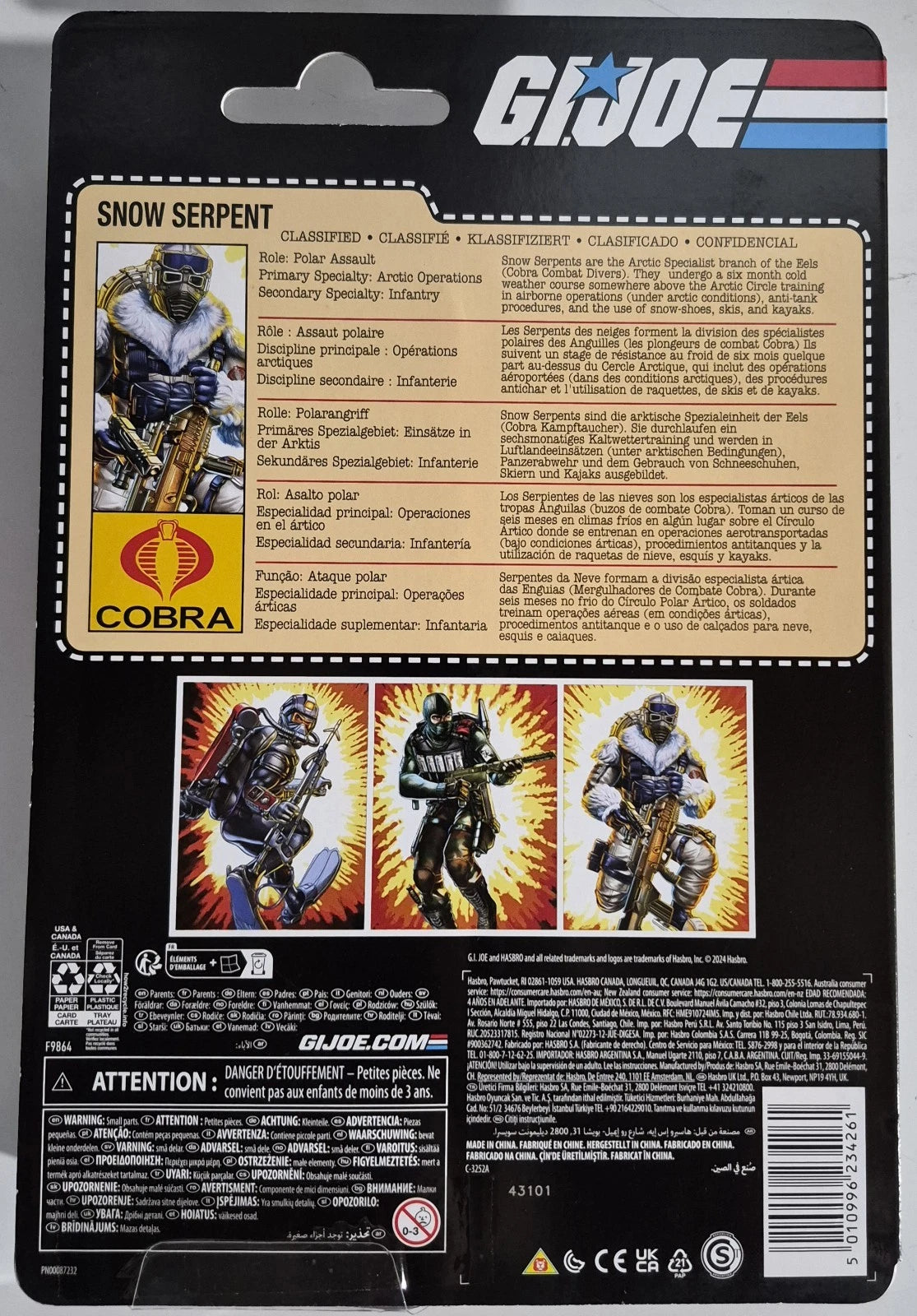 G.I. Joe Classified Series Retro Cardback Snow Serpent, Collectible 6-Inch...