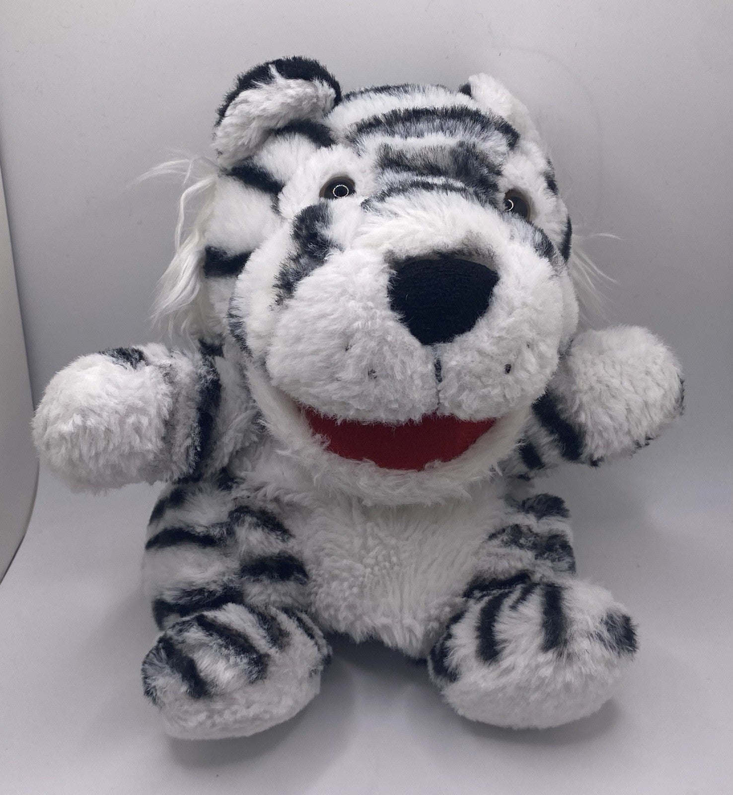 White Tiger Hand Puppet Plush Toy 10" Stuffed Animal Toddler Doll Gift for Kids