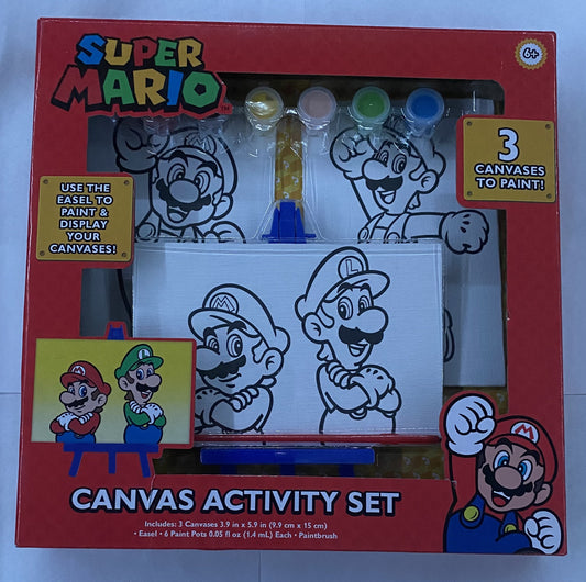 Super Mario Bros Acrylic Paint Set for Kids DIY Craft Kit with Canvases