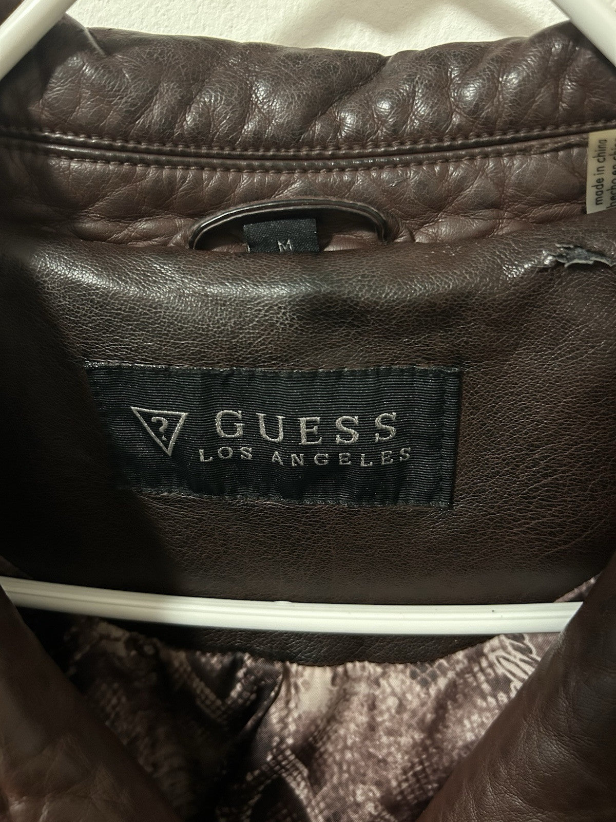 Guess Los Angeles Women’s Moto Jacket Coat Faux Leather Vegan Brown Wine Size M