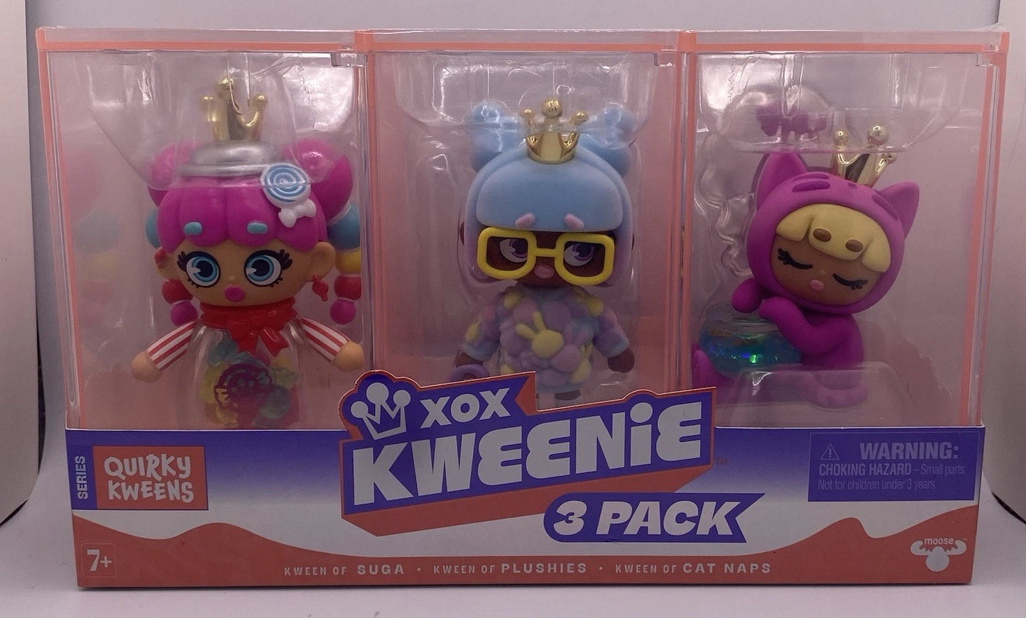 3 Pack XOX Dolls Quirky Kweenie Series Premium 4” Figurines and Display Case