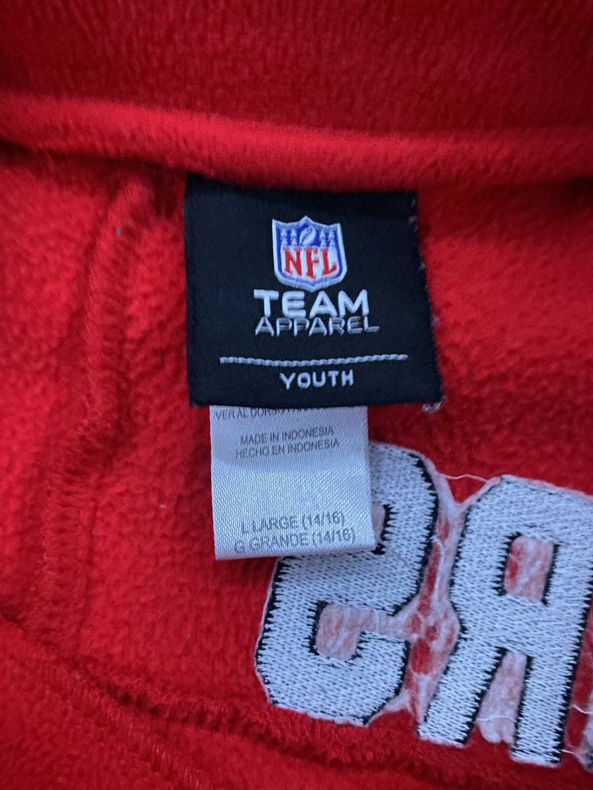 NFL Apparel San Francisco SF 49ers Youth Long Sleeve Fleece Zipper Size:L(14/16)