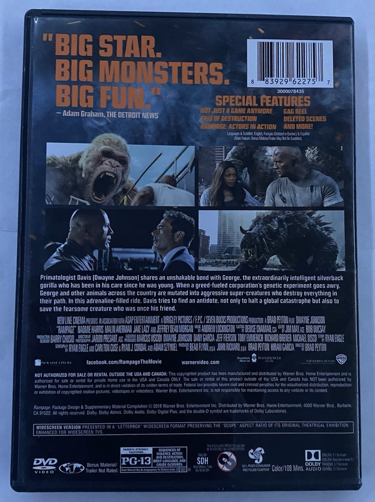 Rampage (DVD, 2018)