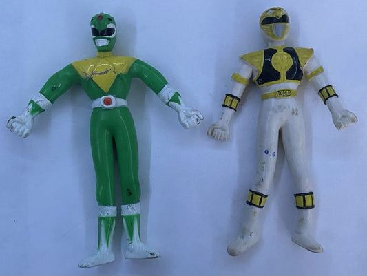 Power Rangers 1994 Bendy MMPR Gordy Toy Bendable lot of 2 GREEN & WHITE RANGER