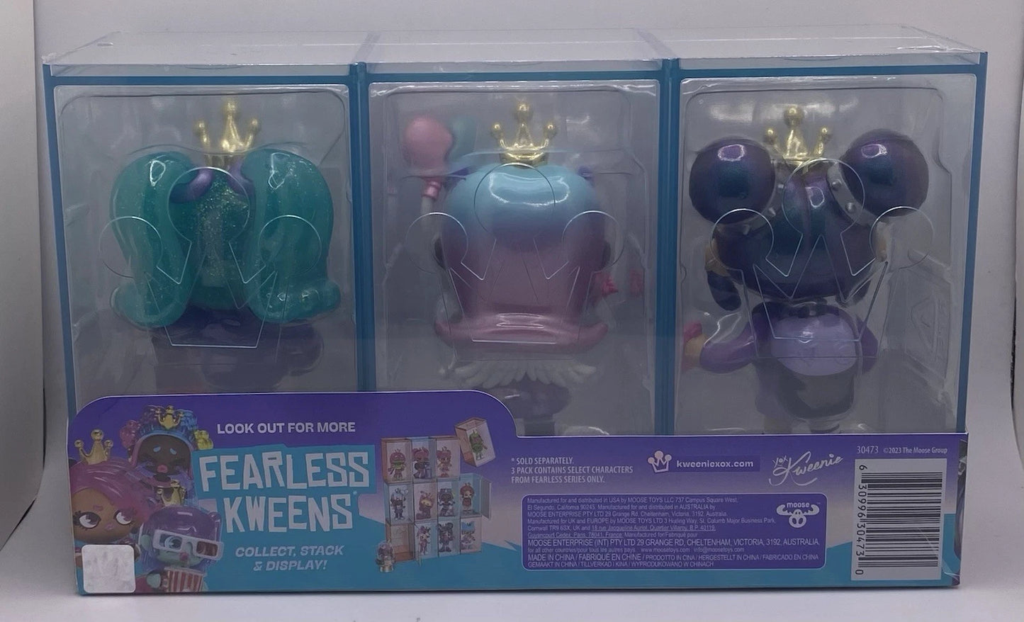 3 Pack XOX Dolls Fearless Kweenie Series Premium 4” Figurines and Display Case