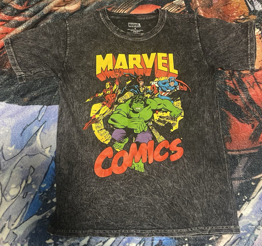 Marvel Comics black and red , yellow cotton t-shirt size: Small #MarvelComics