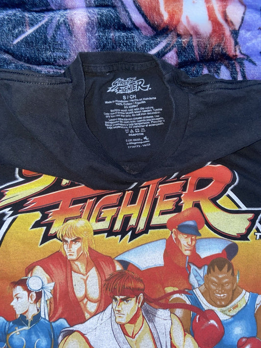 Vintage Street Fighter Mens Tank Top Shirt Small Black Graphic  Crew