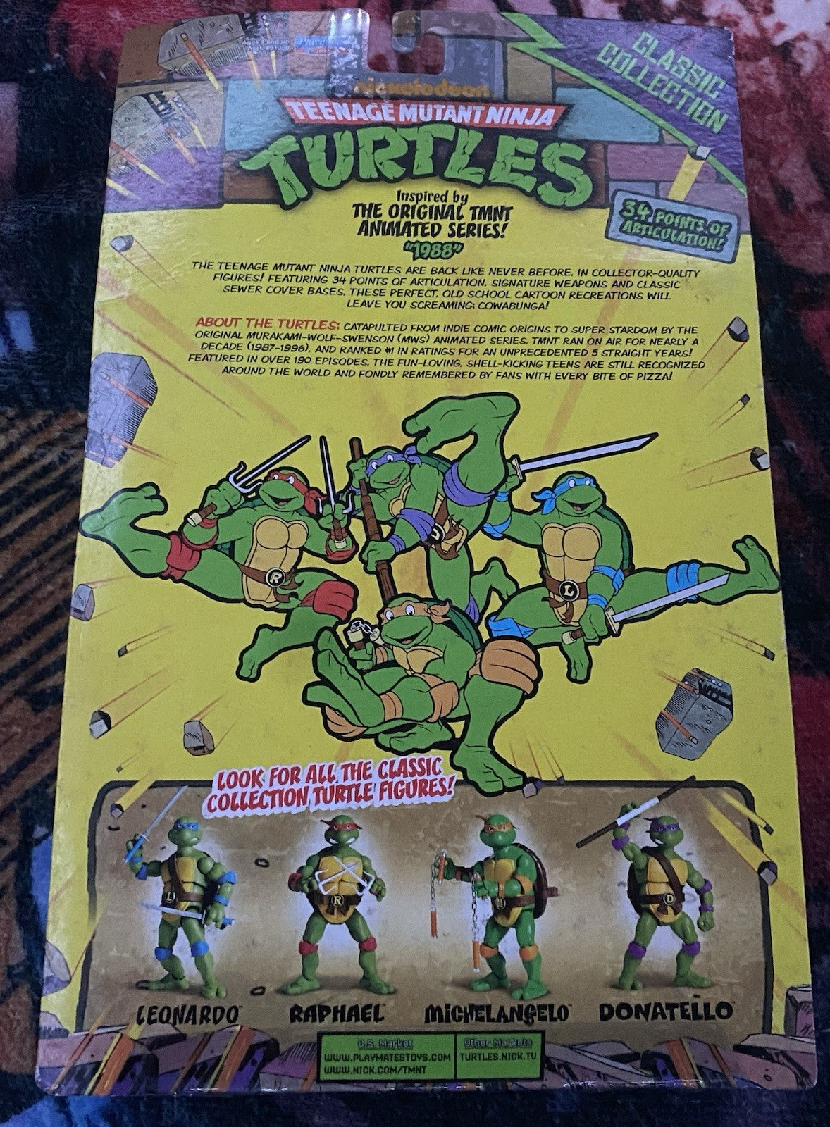 TEENAGE MUTANT NINJA TURTLES Classic Collection Michelangelo Playmates In Box