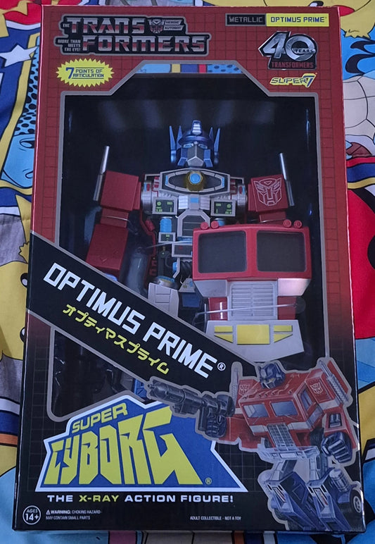 Super7 Transformers 40th Anniversary 11” Cyborg Metallic Optimus Prime New