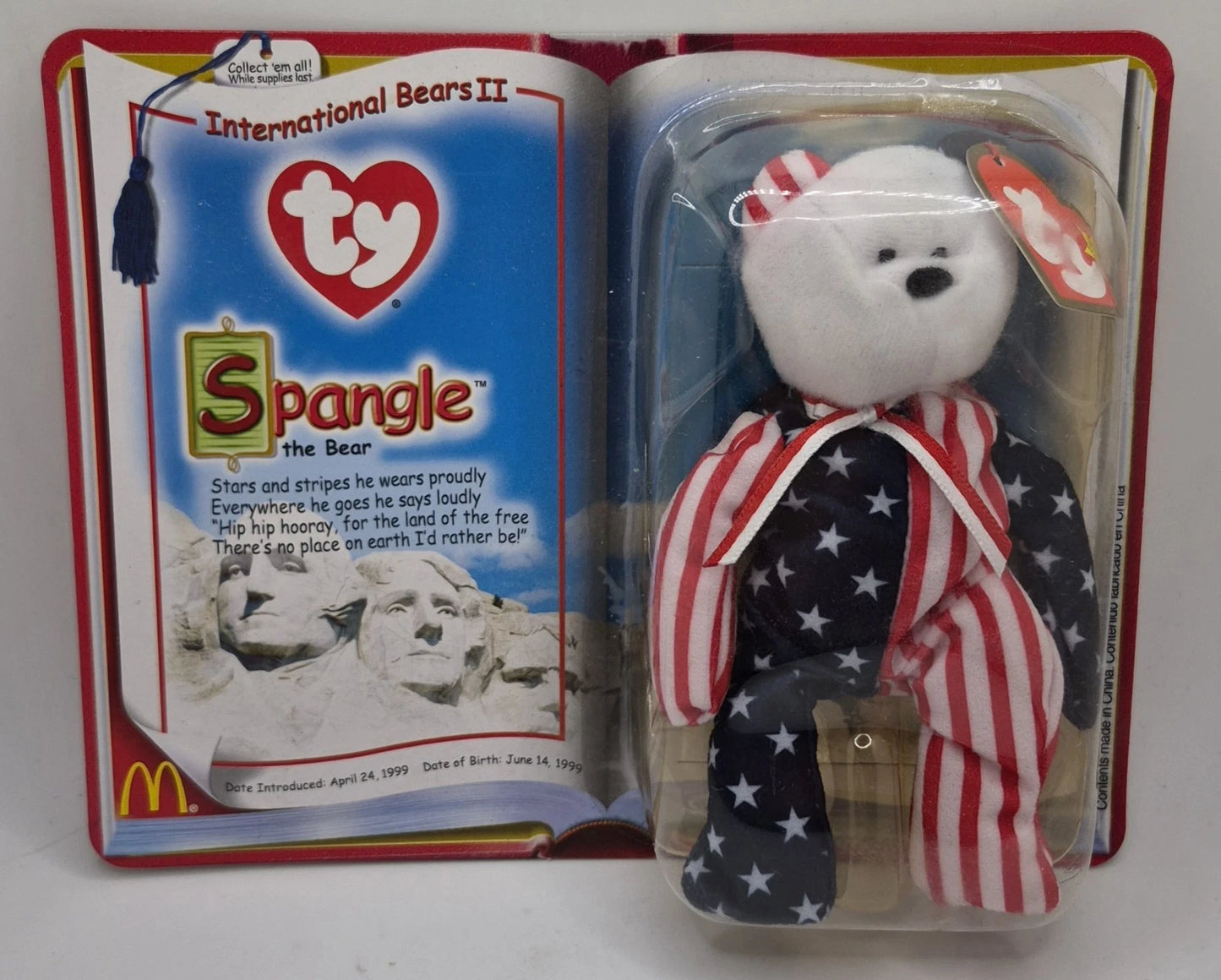 Vntg Ty Spangle The Bear Beanie Baby 1999 International Bears II Mcdonalds New