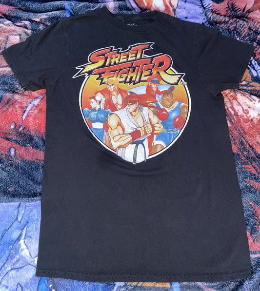 Vintage Street Fighter Mens Tank Top Shirt Small Black Graphic  Crew