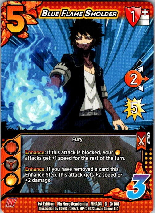 Blue Flame Smolder (XR) Unlimited Edition Foil Common Extra Rare UniVersus: My Hero Academy