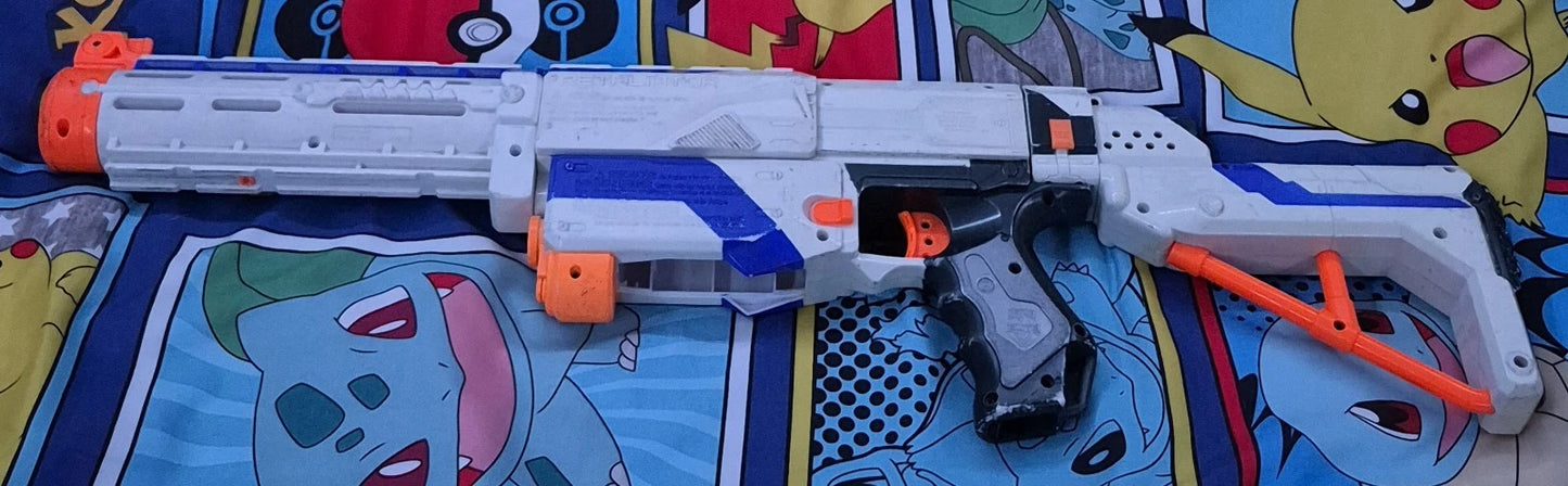Nerf N-Strike Elite White Retaliator Dart Gun Blaster /Missing Dart Mag & Darts!