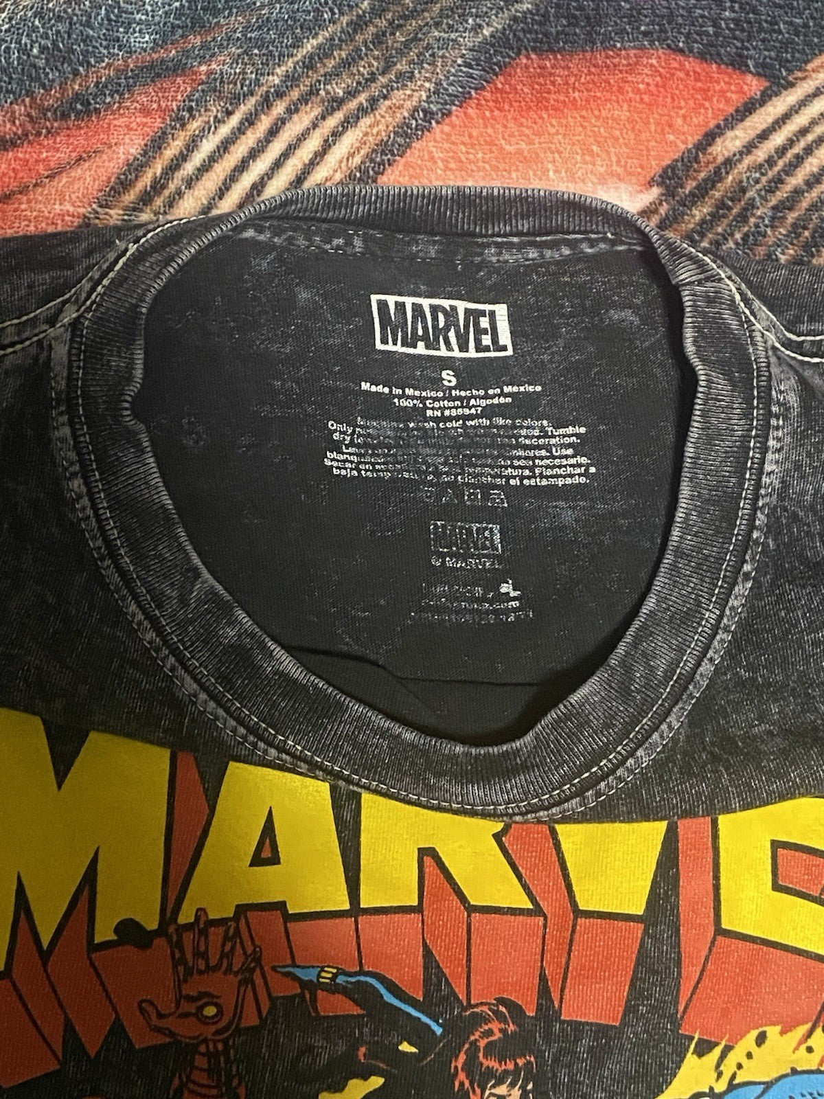Marvel Comics black and red , yellow cotton t-shirt size: Small #MarvelComics