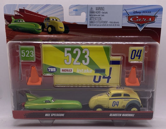 Disney Pixar Cars On the Road Nile Speedcone + Gearsten Marshall Accessories NEW