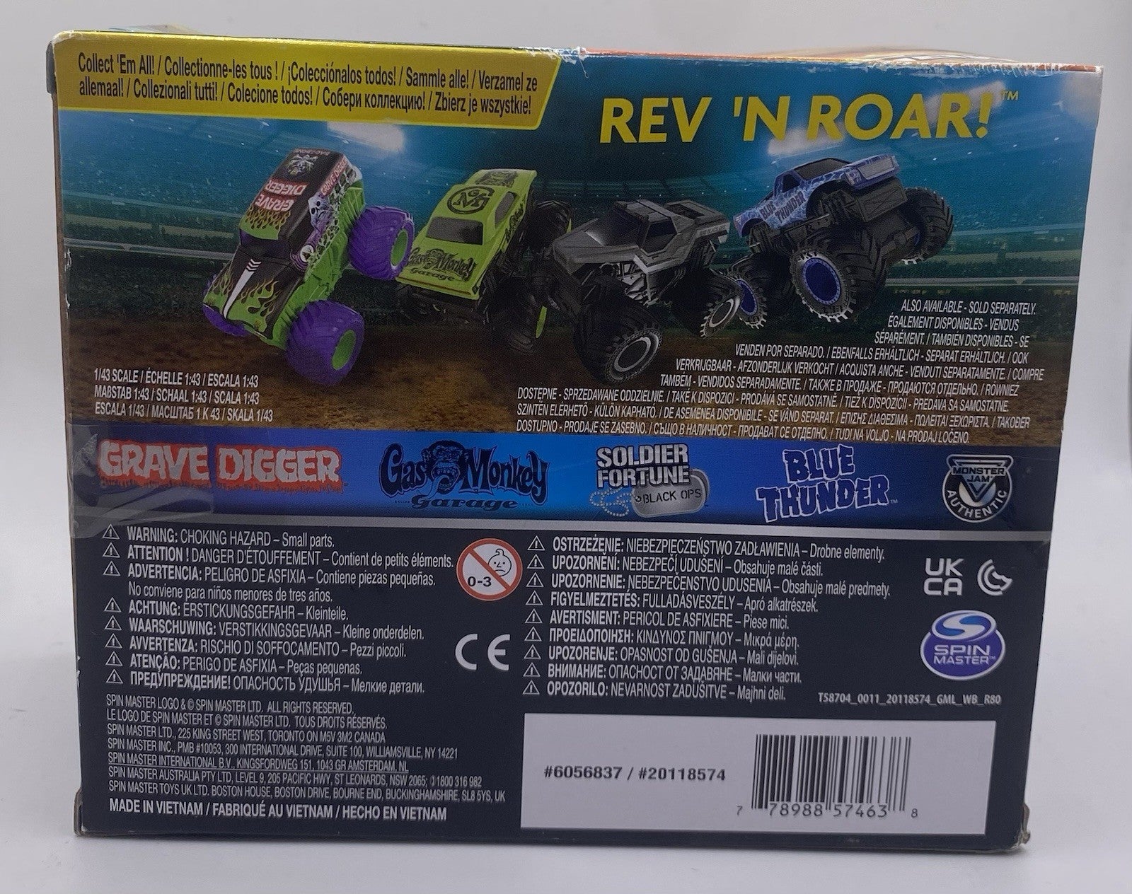 Monster Jam Blue Thunder Rev 'N Roar! 1:43 Scale Ages 3+