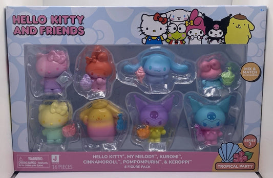 Hello Kitty and Friends Ombre Tropical Party, 2” Figure 8-Pack Sanrio Product