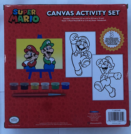 Super Mario Bros Acrylic Paint Set for Kids DIY Craft Kit with Canvases