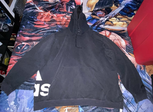 Adidas Sweatshirt Adult Black Three Stripe Pullover Hoodie Athletic Size: XL