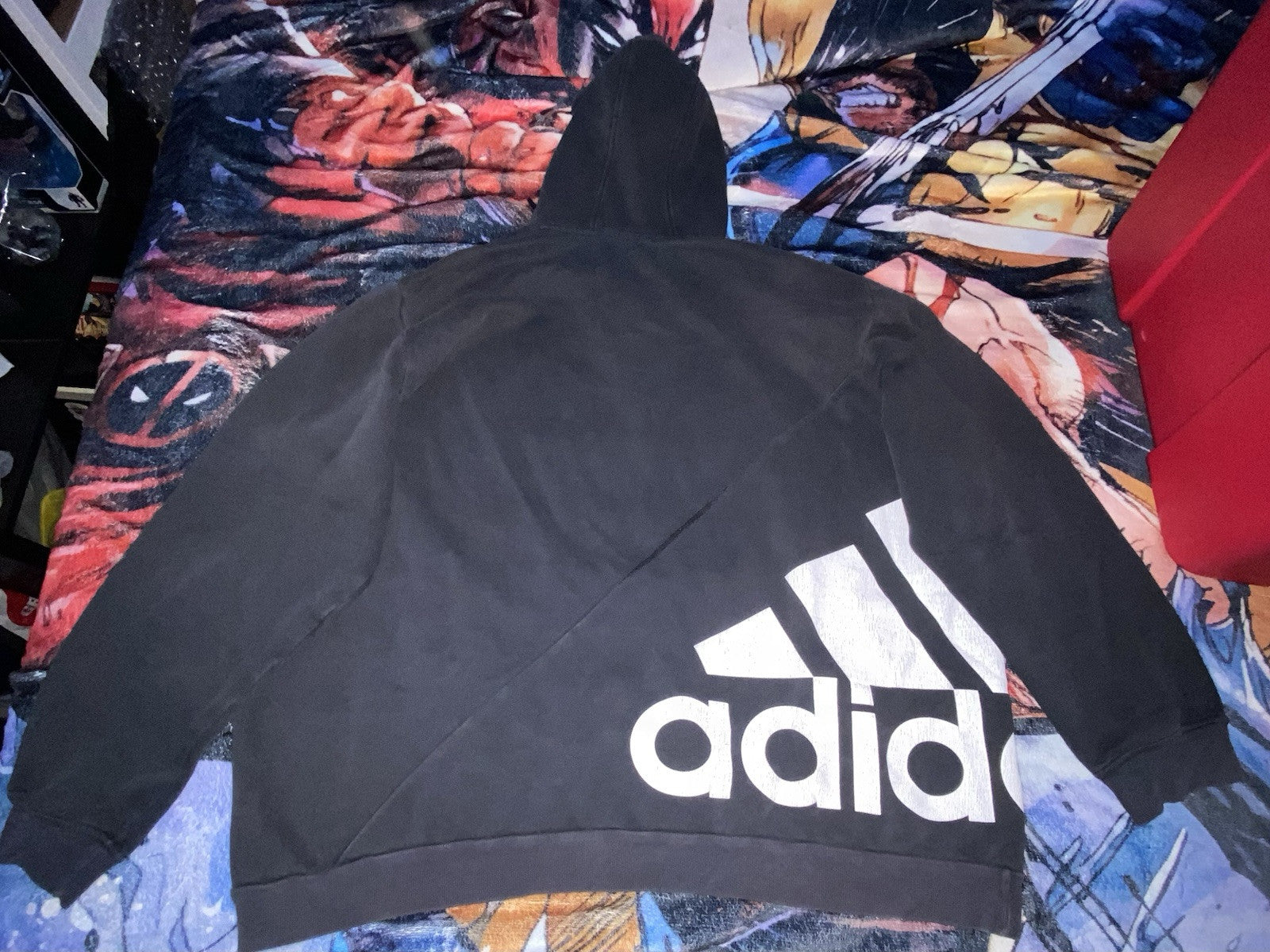 Adidas Sweatshirt Adult Black Three Stripe Pullover Hoodie Athletic Size: XL