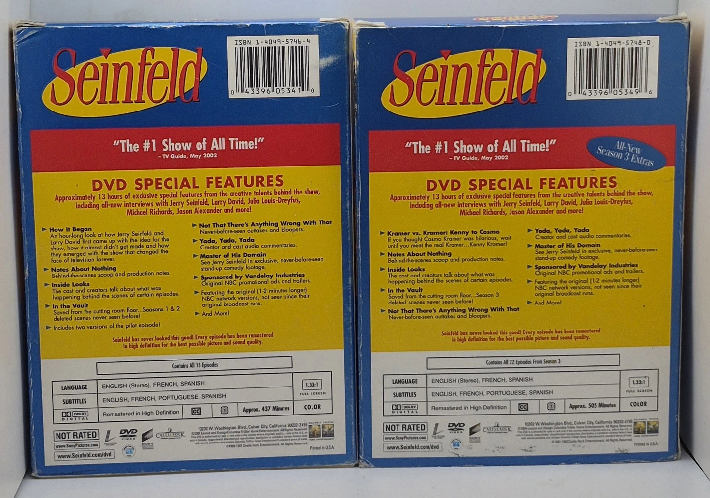 Seinfeld Complete Vol#1&2 SEASON #1-3 (DVD, 2004, 8-Disc Set)(Tested Works)